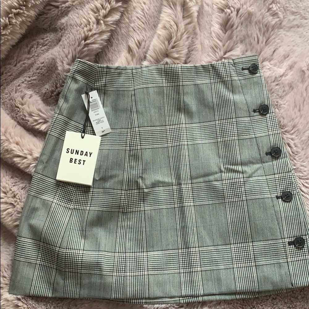 black and white checked skirt